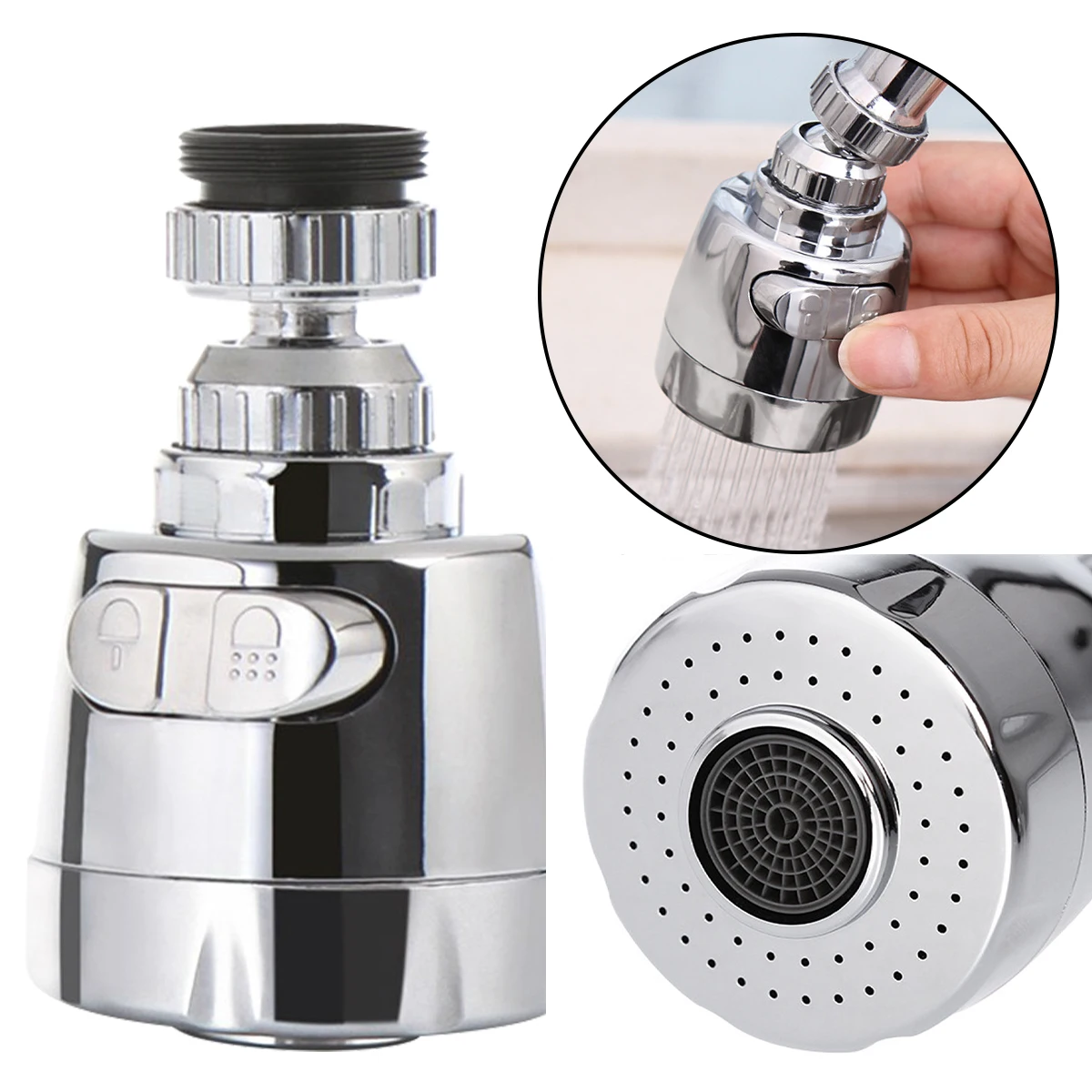 

Rotatable 360 Degree Faucet Adapter Kitchen Shower Head Dual Mode Water Saving Tap Aerator Diffuser Nozzle Splash Filter Bubbler