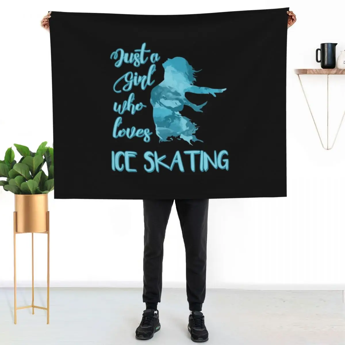 Just a Girl who Loves Ice Skating Figure Skater Throw Blanket Retros bed plaid Soft Plaid Sofas Bed Blankets