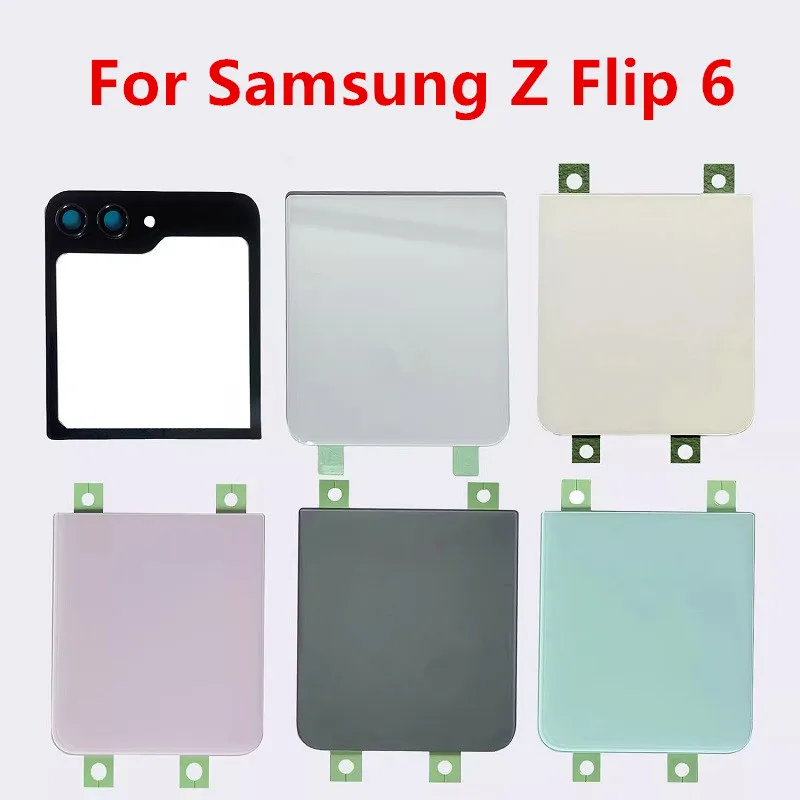 

F741 Flip6 Housing For Samsung Galaxy Z Flip 6 SM-F741 6.7" Glass Battery Back Cover Repair Replace Door Rear Case + Camera Lens