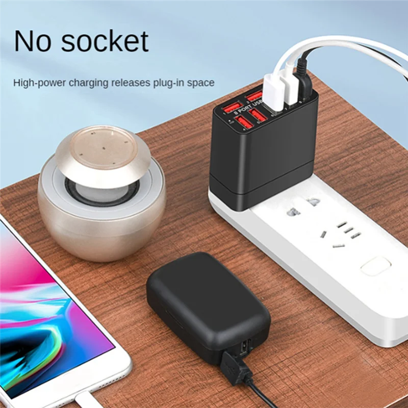 

1 PCS 8 Port USB Porous Mobile Phone Charger Foldable Portable Travel Quick Charger EU Plug