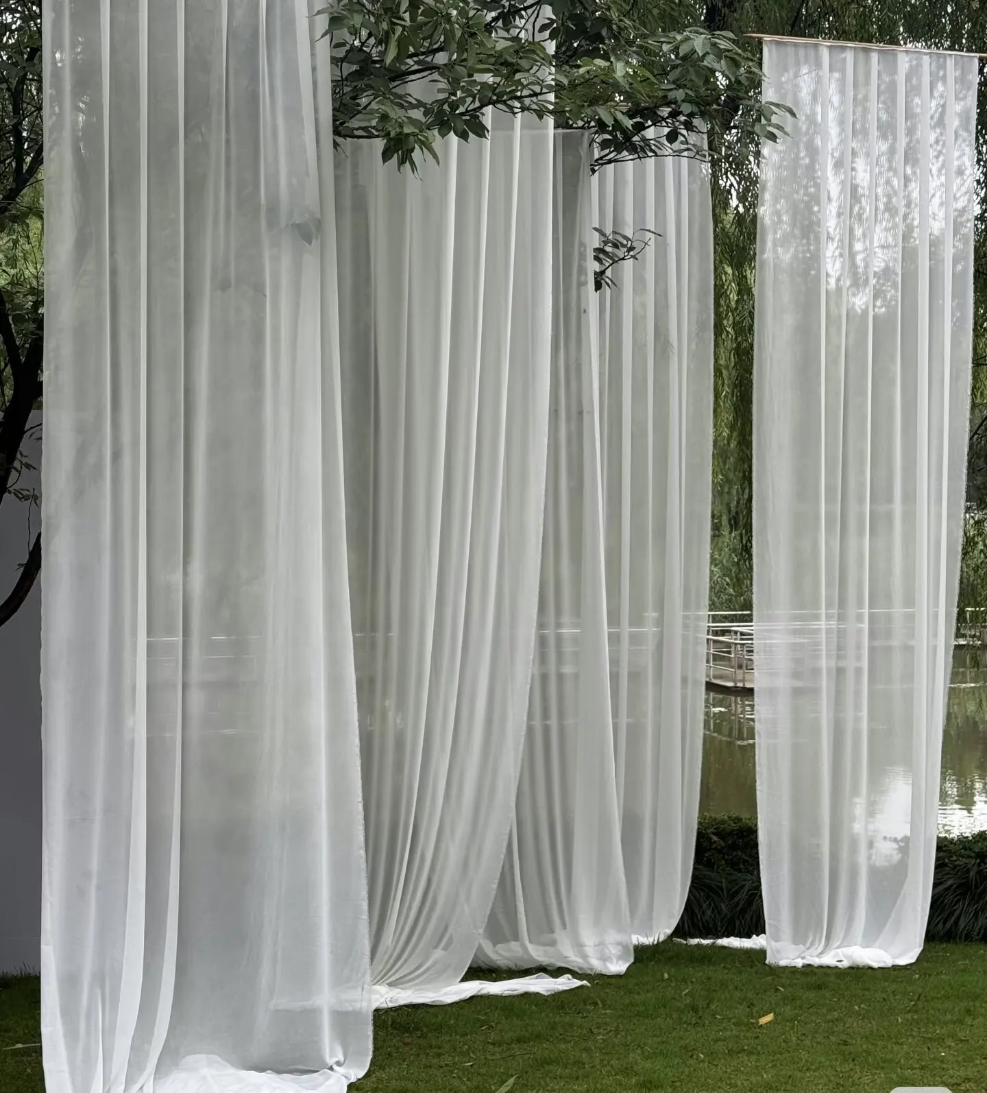Translucent 100D Light White Chiffon Draping Fabric for Wedding Ceremony Layout Sheer Yarn Slow Hanfu Fabric