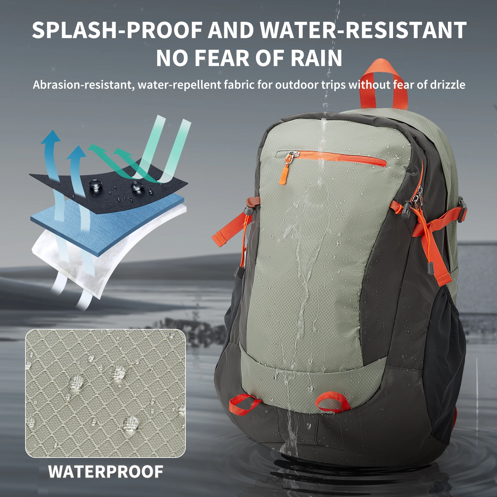 Waterproof Climbing Outdoor Backpack Men Women Sports Bag Leisure Travel Backpack Large Capacity, Fishing Hiking Backpack 40L