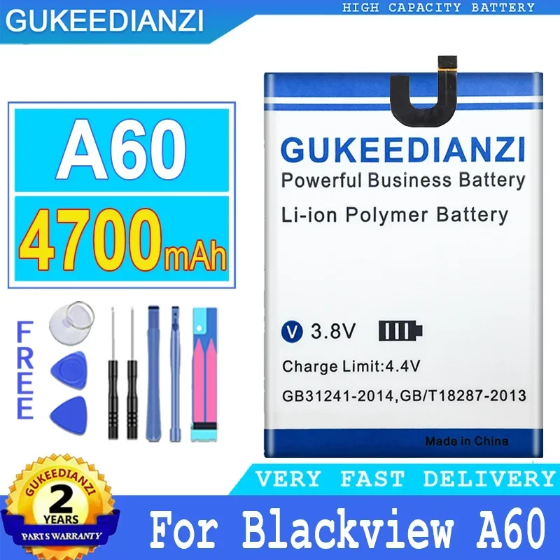 

GUKEEDIANZI-Сменный аккумулятор для Blackview A60, аккумулятор большой мощности аккумулятор, бесплатные инструменты, 4700 мАч, высокое качество