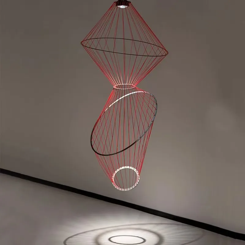 SANDYHA الحديثة الحد الأدنى LED الثريا تصميم خط فريد من نوعه أضواء قلادة لغرفة المعيشة فيلا الديكور الإضاءة الأنيقة