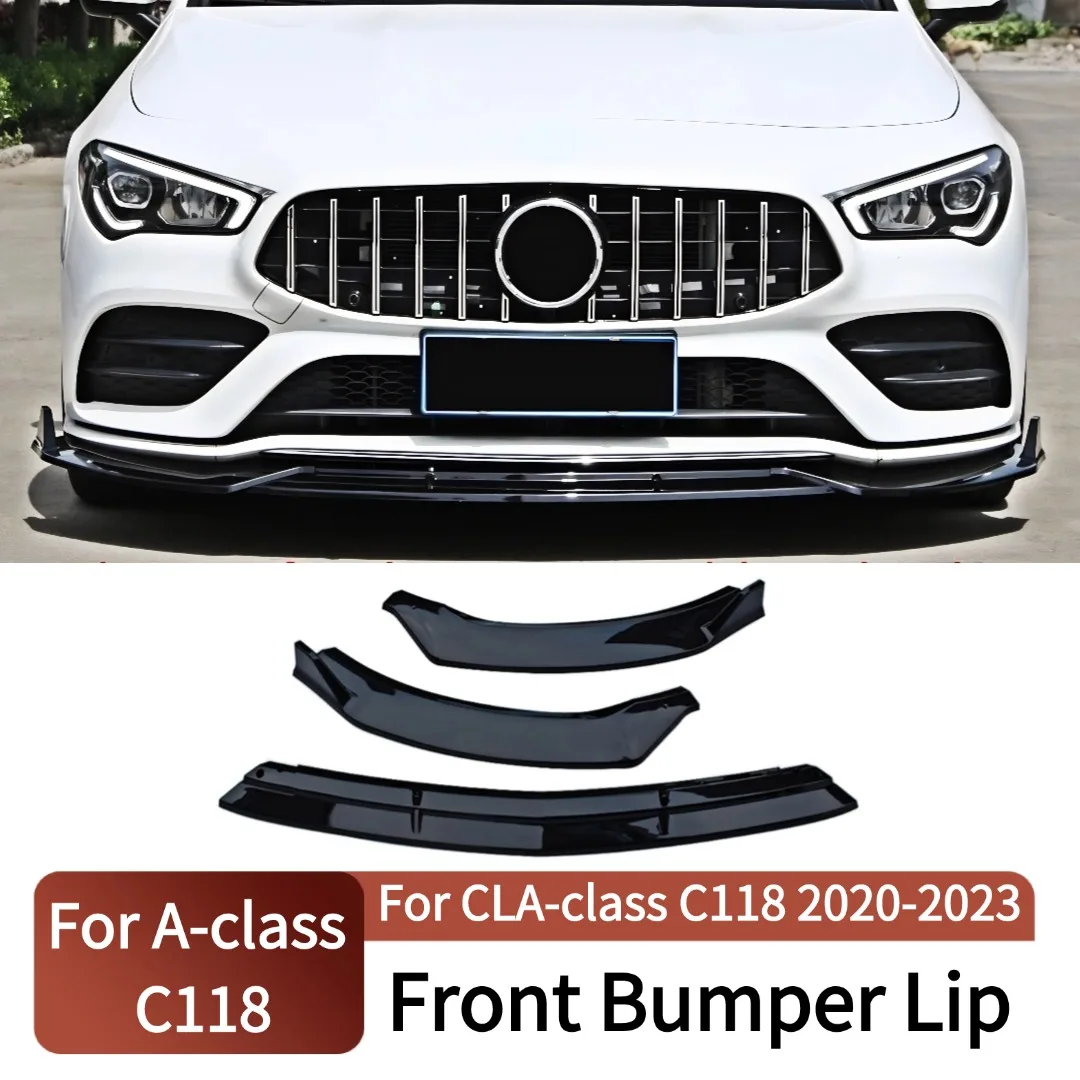 

For Mercedes Benz CLA C118 W118 2020-23 Front Splitter Bumper Lip Spoiler Diffuser Facelift Body Kit Tuning Accessories Styling