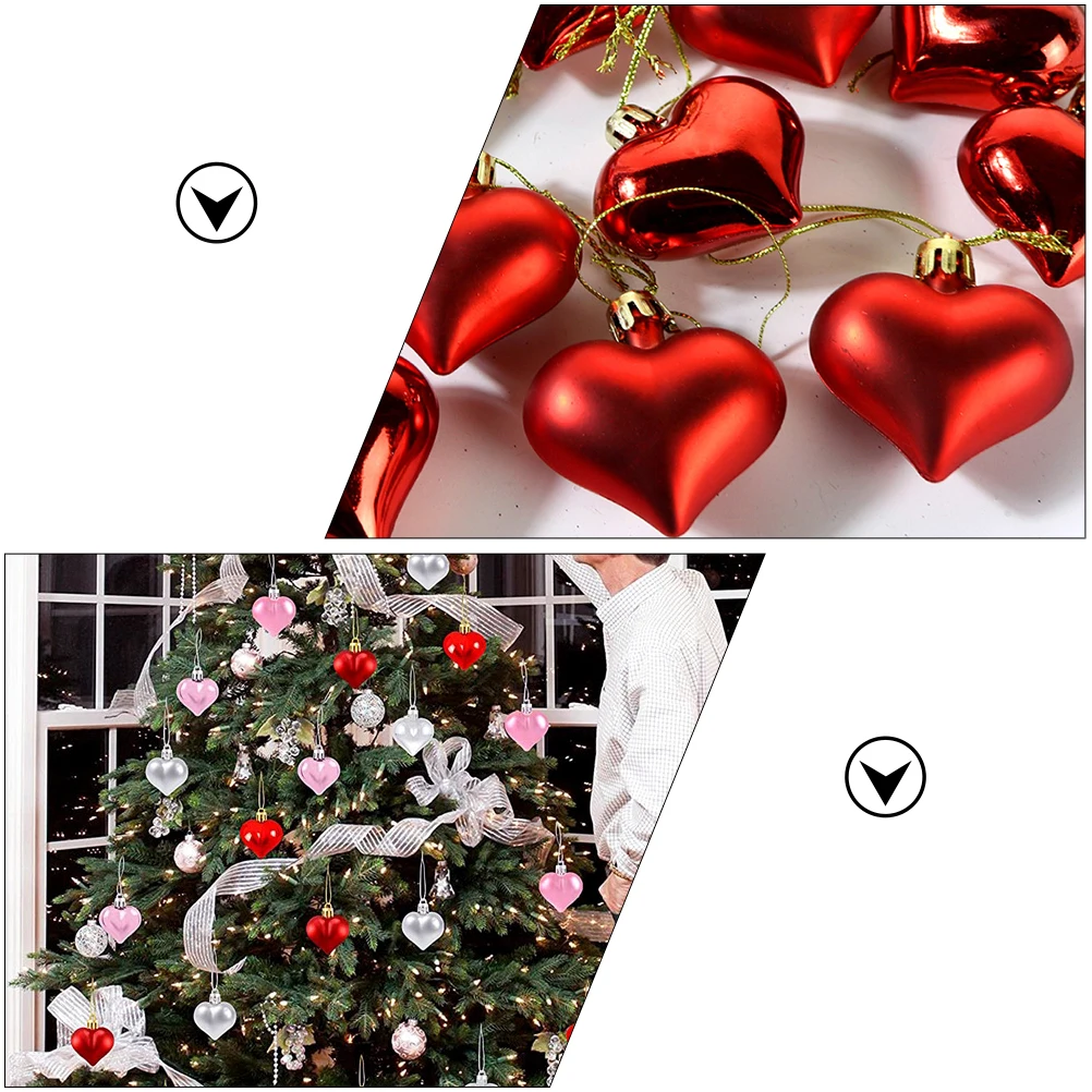 

36 PCS Heart-shaped Decorations Shatterproof Ornaments Christmas Pendant Hanging Baubles