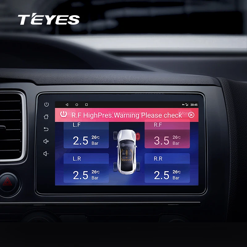 Teyes TPMS Sistema de monitoreo de presión de neumáticos inalámbrico para automóvil para navegación con reproductor de DVD para automóvil