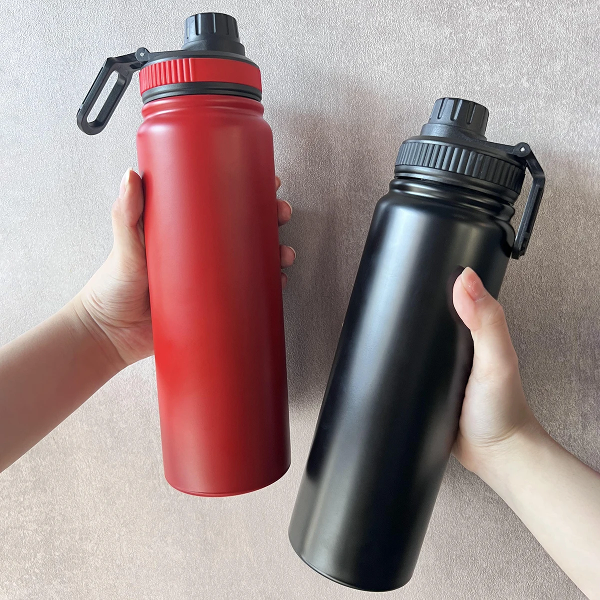 1pc-304 outdoor handle kettle Double-layer stainless steel thermos cup gradient color space kettle Car kettle