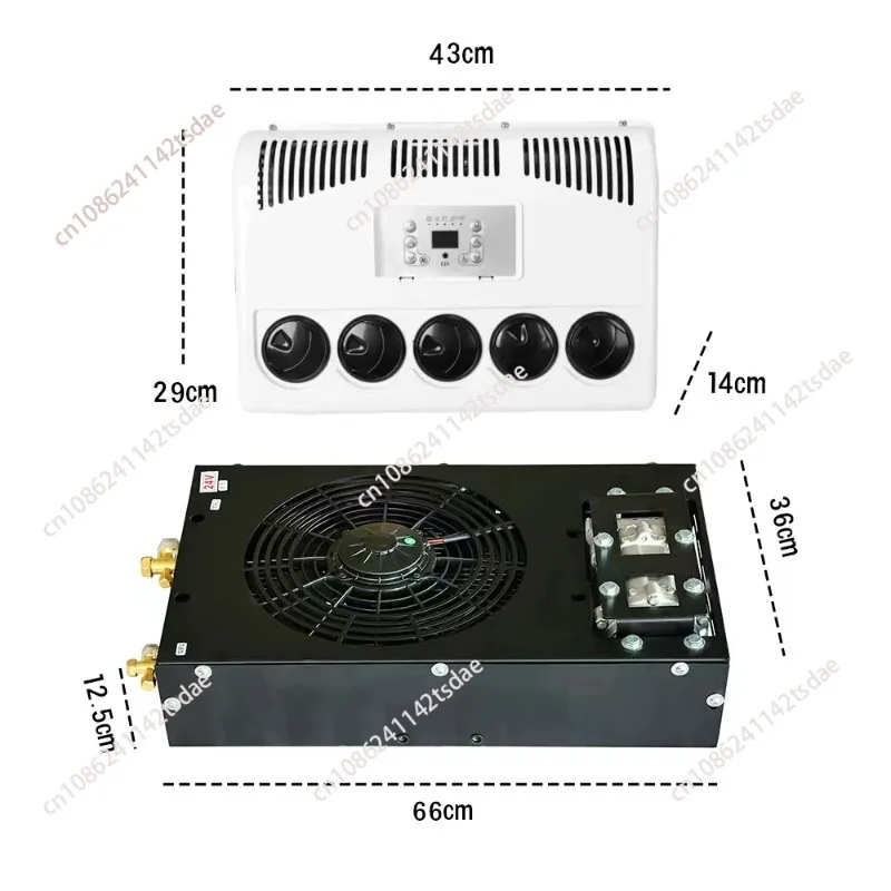 Ultra-thin Under Mount 12V 24V RV Air Conditioner With Swing Air Indoor Unit For Van Camper Modification