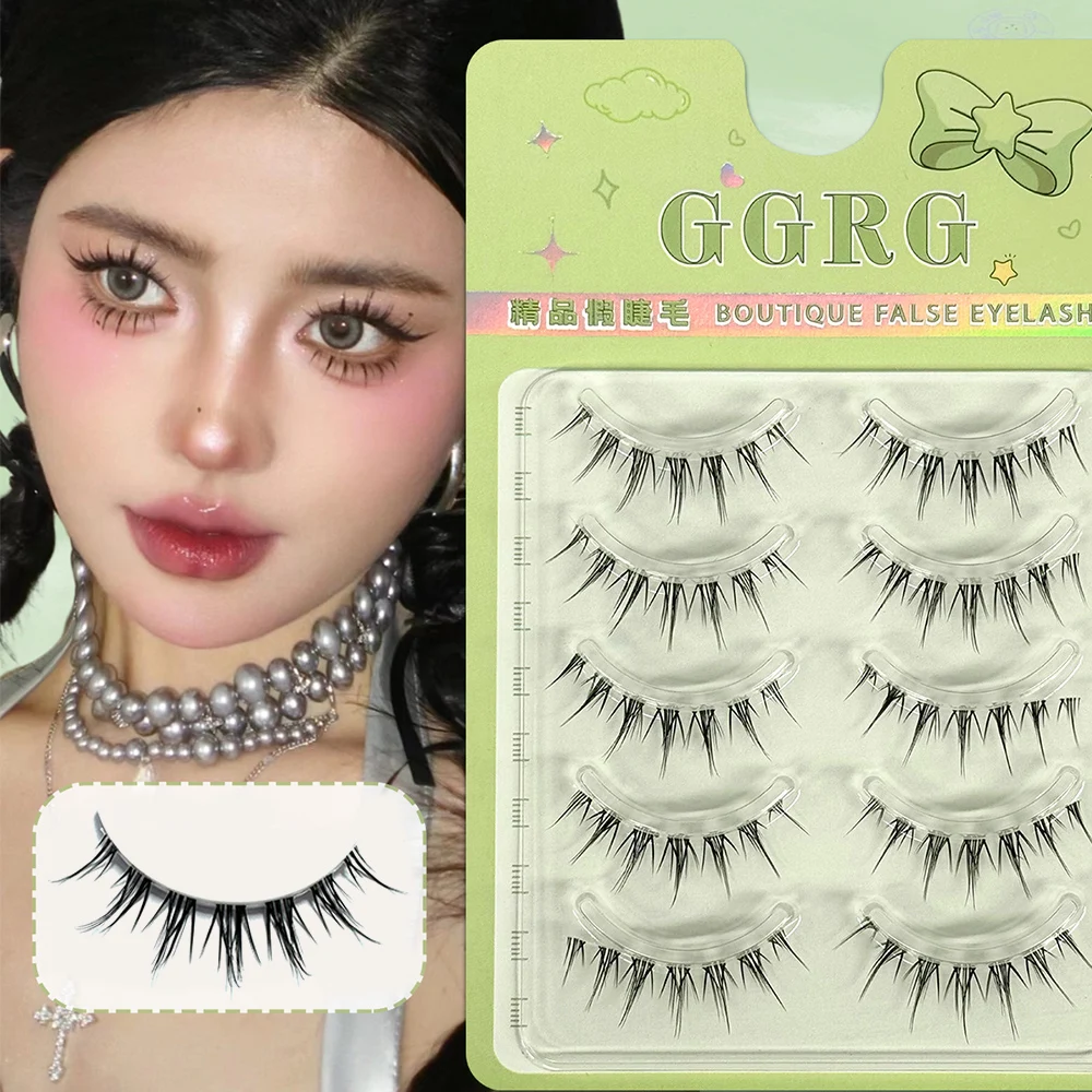 5 Pairs Natural False Eyelashes Clear Terrier Little Devil Fake Eyelashes Reusable Artificial Eyelashes Big Eyes Lashes Supplies