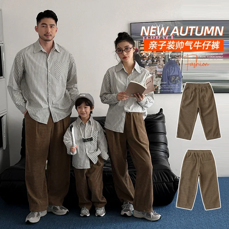 

Equal Family Corduroy Pants Autumn New Father Mother and Daughter Son Same Trouser Korean Parents and Children Vintage Clothes