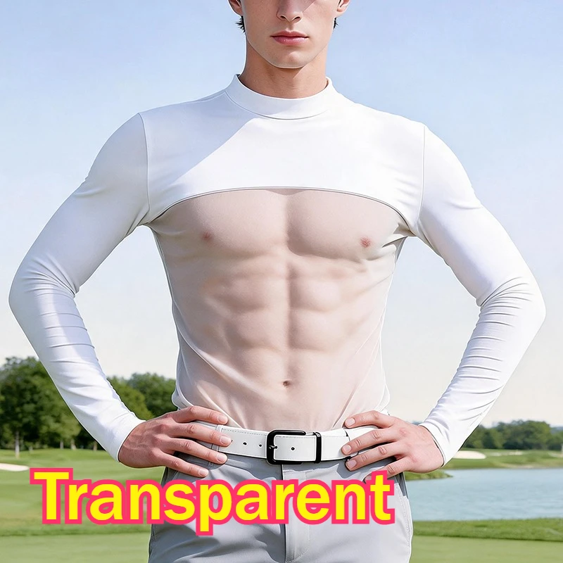 Men Summer Sexy See Through Chest Hollow Out Tops Outdoor Dating Gay T-Shirts Male Sporty Cooling Transparent Cloth Shirts