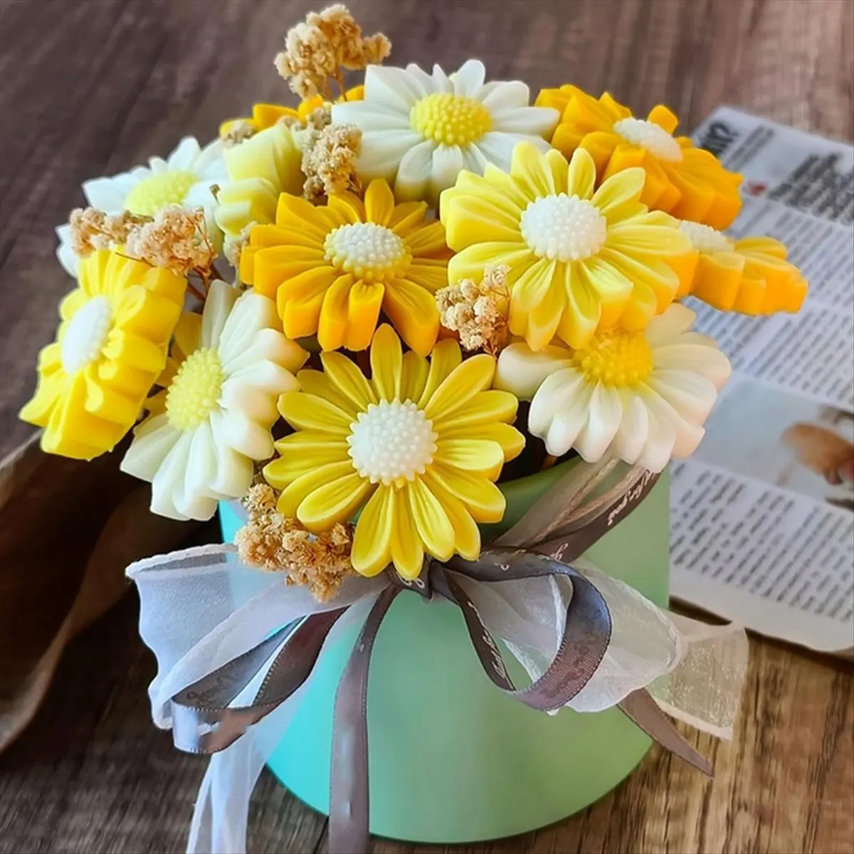 AA1479~4 Pcs Chrysanthemum Flower Silicone Mold Daisy Flower Fondant Cake Molds for Cake Chocolate Topper Decoration Cupcake
