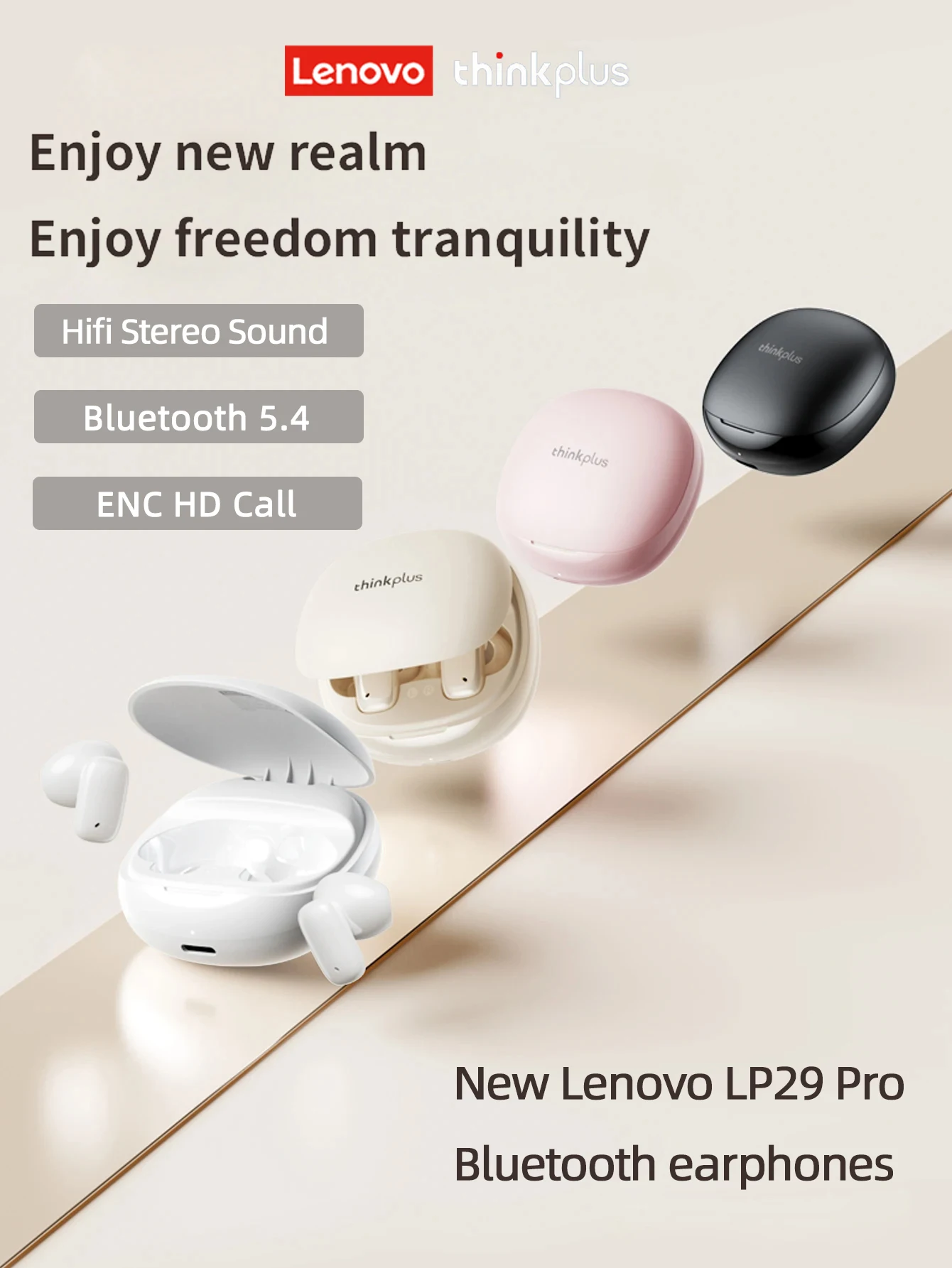 Lenovo LP29 PRO sans fil Bluetooth 5.4 écouteurs TWS Hifi stéréo casque réduction du bruit Gamer sport écouteurs avec micro casque