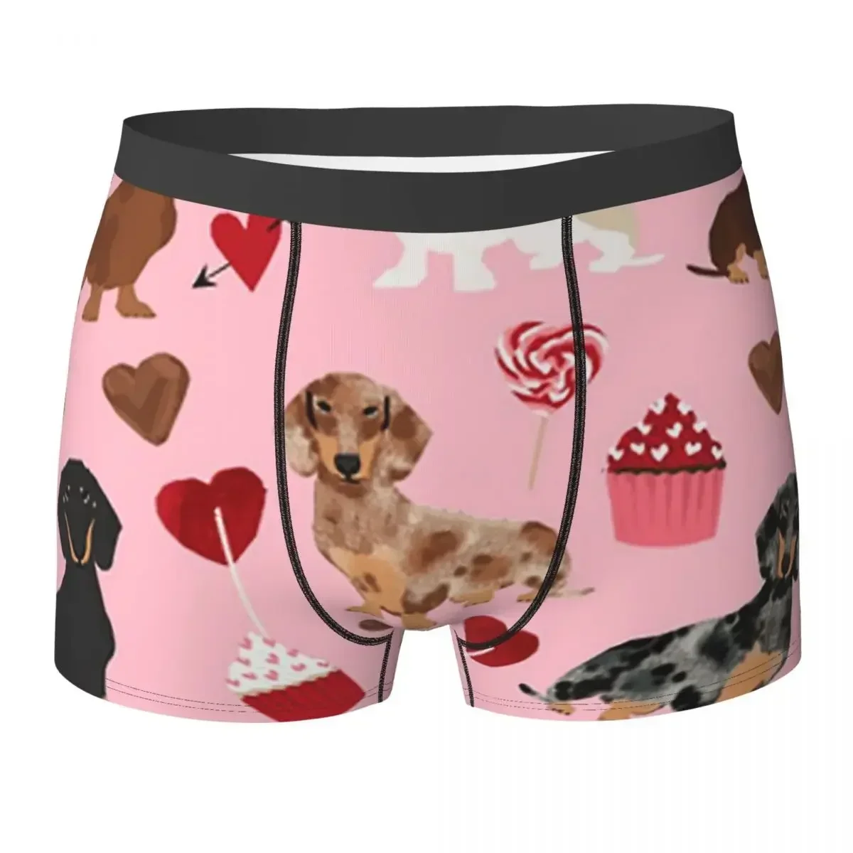 

Boxer Underpants Shorts Dachshund Dogs Hearts Cookies Panties Men's Breathable Underwear for Homme Man Boyfriend Gift