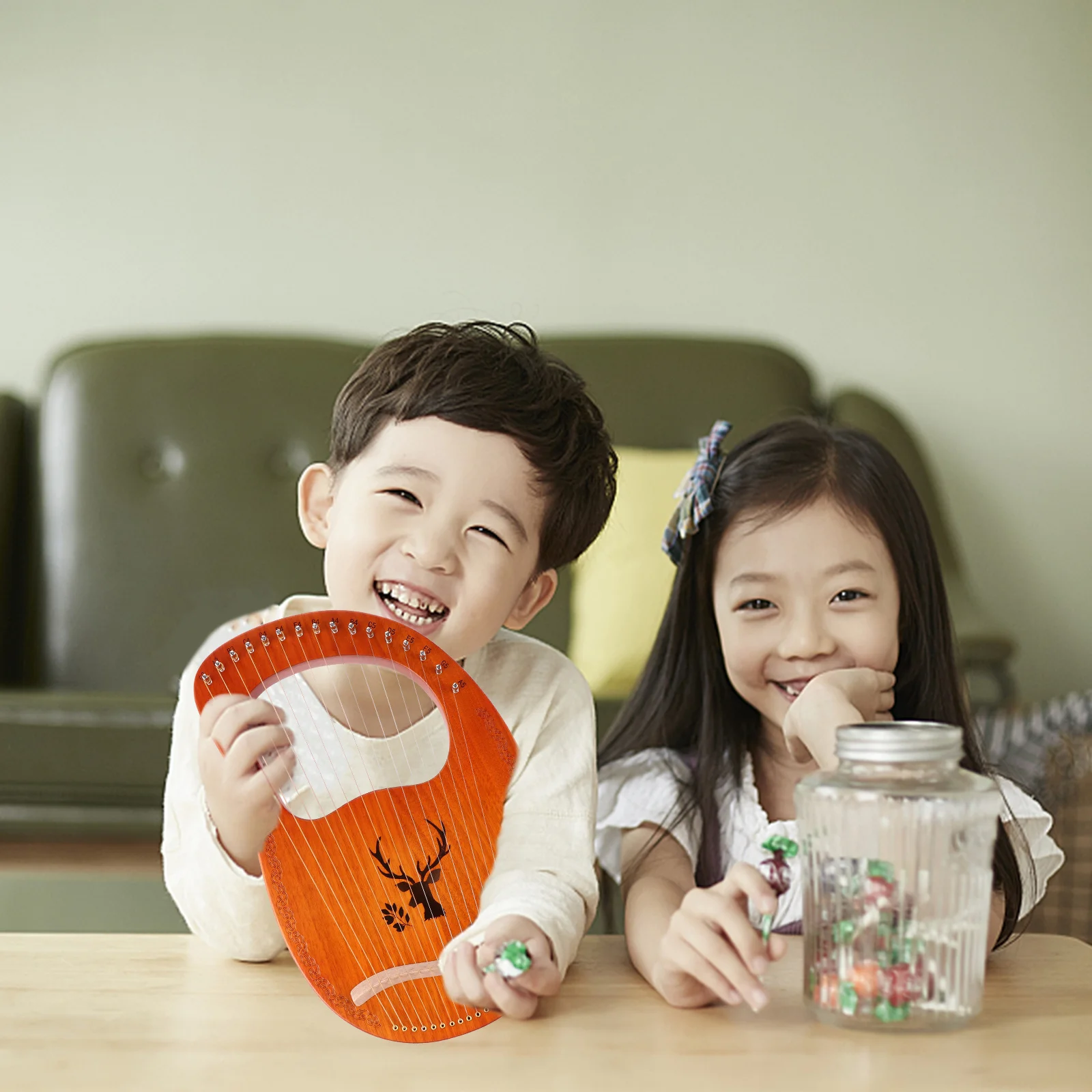 

16 String Lyre Harp Handheld Musical Instrument Solid Wood Harp Metal Strings Wrench String Instrument