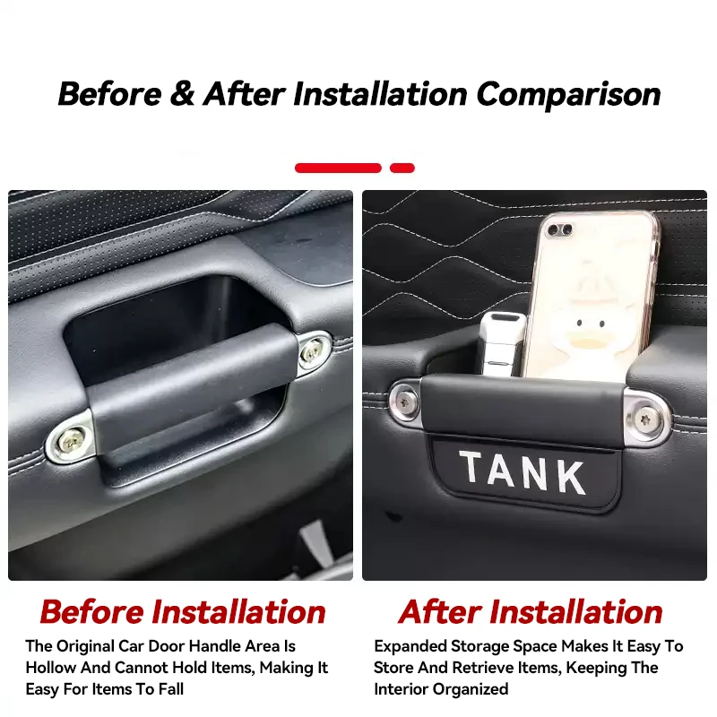 4Pcs For GWM Tank 300 21-25 Car Door Handle Storage Box Front Rear Door Pull Interior Accessories - Image 2