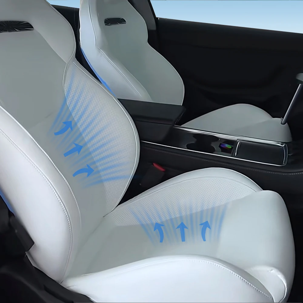 Newest Luxury Sports Ventilated Seats for Tesla Model 3 Y Heating Cooling Perforated Seats 1:1 Ratio High-Performance Style