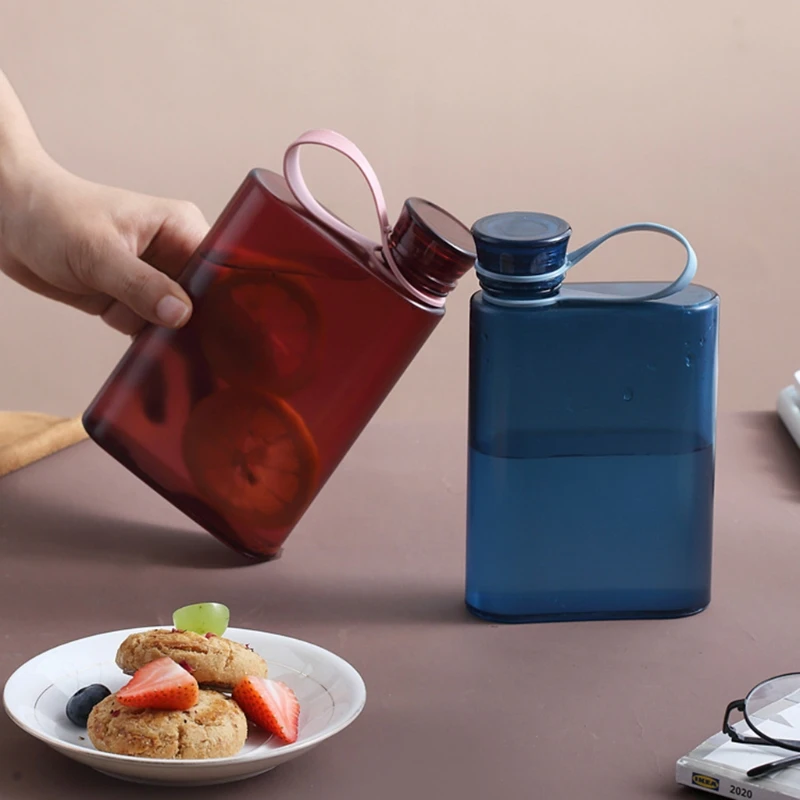 500ML Creative Matte Flat Plastic Water Bottle A5 Outdoor Sport Portable Bottle Notebook Kettle Wine Bottle for Male and Female