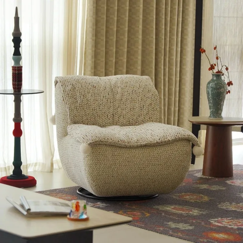 French cream wind rotating clown sofa chair, medieval and small apartment designer fabric single leisure chair