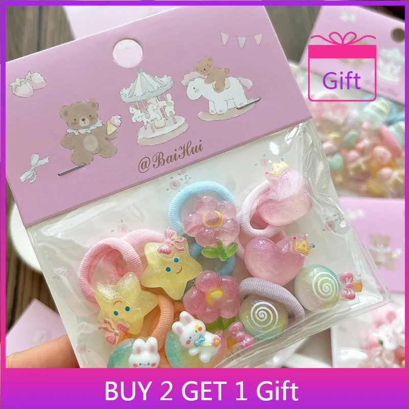 

10PCs Mini Hair Coils for Toddlers Small Hair Rings Sheer Fruit Ties Baby Girls No Breakage Accessories