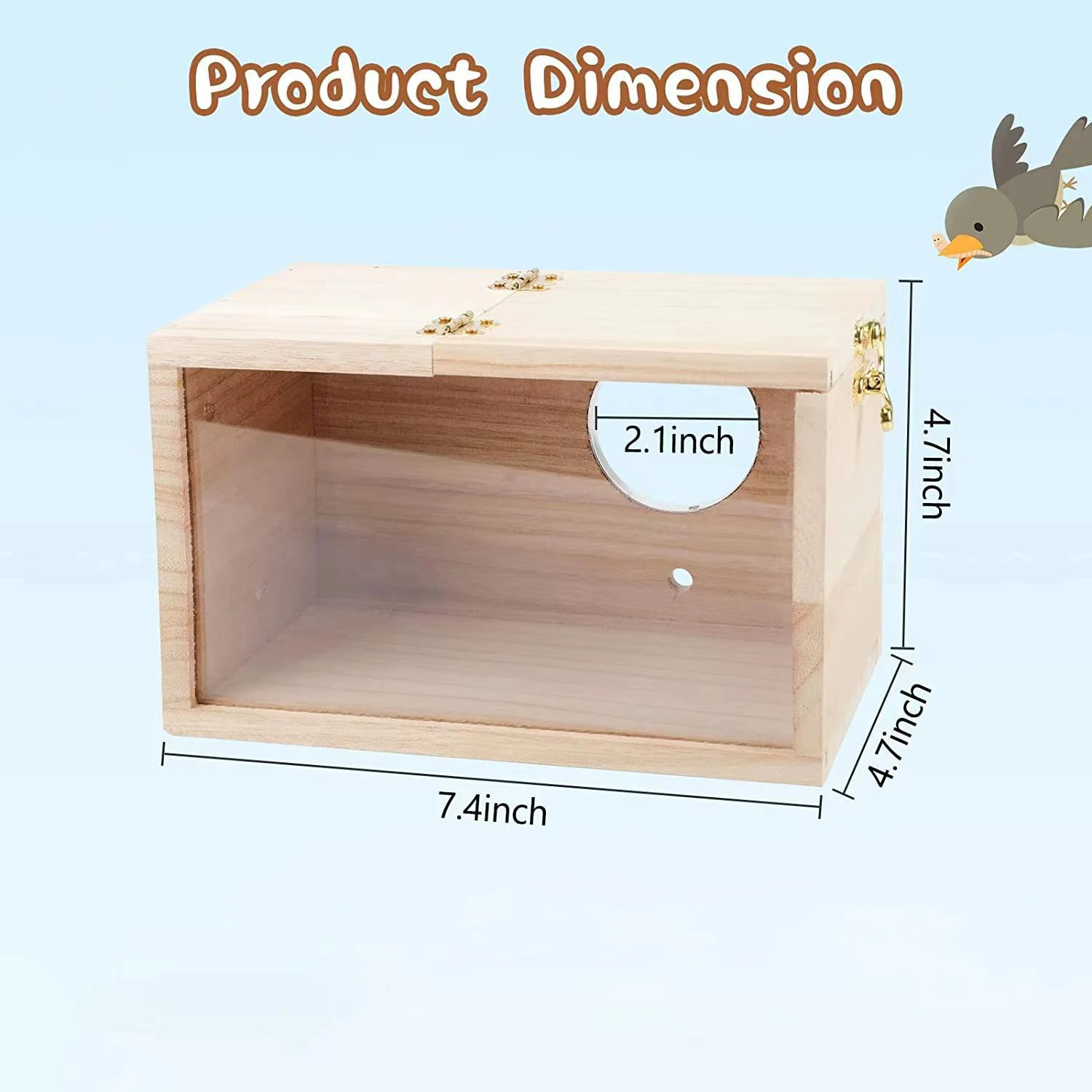 Transparent Wooden Bird House Parrot Cockatiel Birdhouse Nesting Breeding Box Easy To Clean Parakeet Nesting Box Pet Accessories