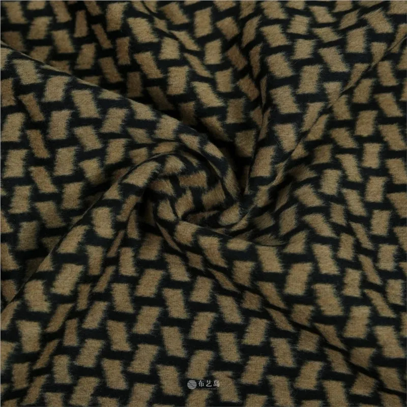 Black geometric jacquard wool fabric coat suit clothing designer