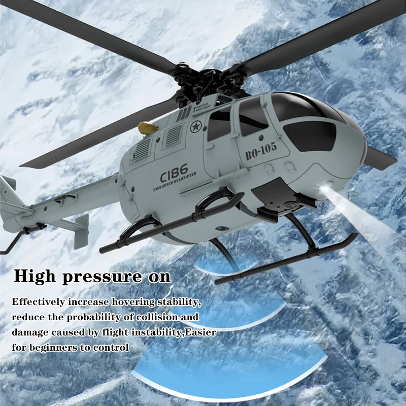 C186 B105 2.4G 6 محور الدوران الإلكتروني RC هليكوبتر 4 قناة التحكم عن بعد ، رحلة مستقرة ألعاب داخلية وخارجية للأطفال البالغين