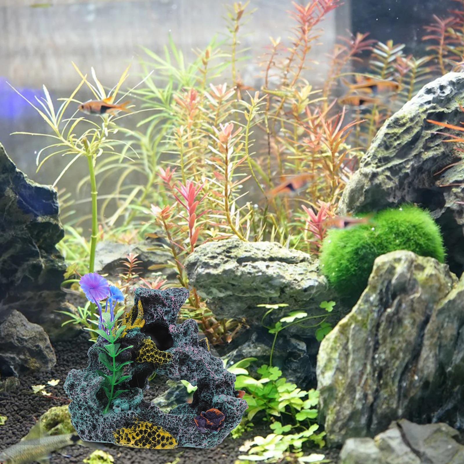 

1pc Decorative Coral Reef Resin Aquarium Ornament Fish Tank Adornment Landscape Decor Simulation Eco-Friendly Durable Gift