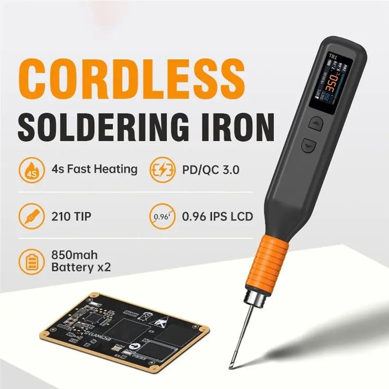 LLCS-Cordelss Soldering Iron 850Mah Battery Type-C Wireless Soldering Iron Kit Rechargeable Portable Welding Repair Tool