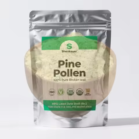 Customized Natural Pine Pollen Powder,Broken Wall Pine Polen Double Deck Plastic Bag for Global Distributors