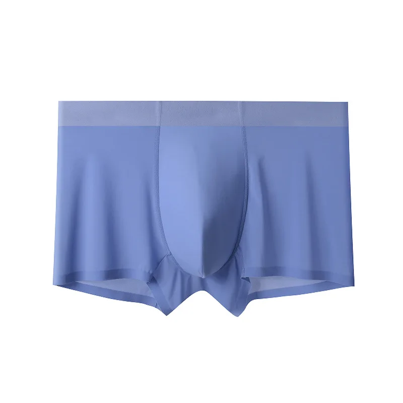 

Spring Summer Youth Solid Color Square-cut Underpants New Men Underwear Lightweight Seamless Boxer Briefs Ice Silk Boxer Briefs