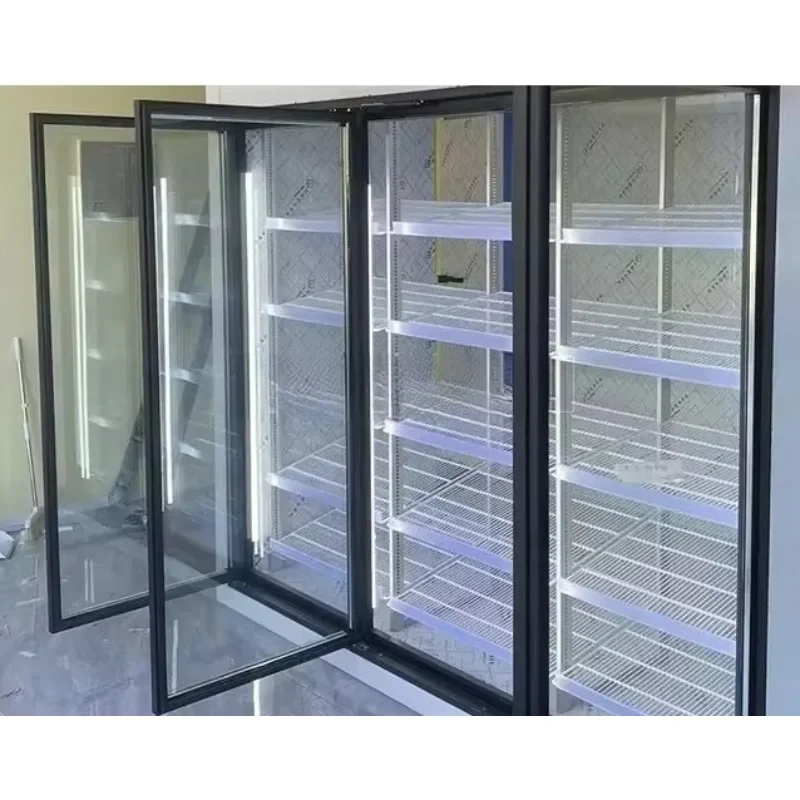 Commercial Multi Door Glass Display Cabinet Upright Refrigerator Grocery Cooler Customized