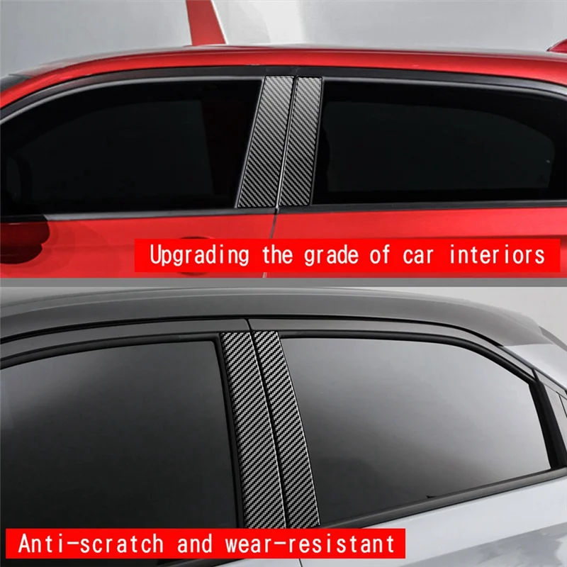 Car Window Door Column B Pillars Post Cover Trim for Honda HRV 2022 2023 Mirror Effect Sticker Carbon Fiber