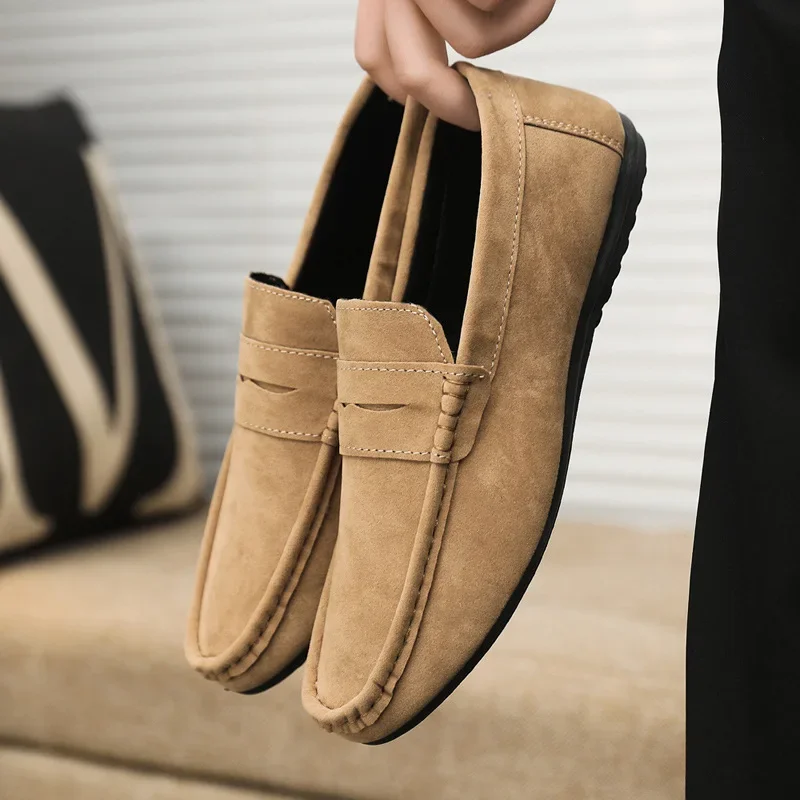 Men's Shoes Versatile Comfortable Work Shoes Driving Loafers Black, Grey, Khaki Three-Colour