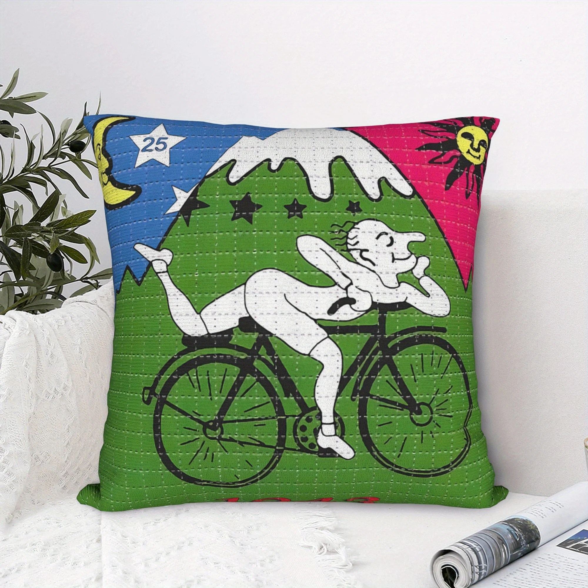 Customize Decorative Cushion Cover Featuring Albert Hofmann'S Bicycle, Perfect for Sofa Use