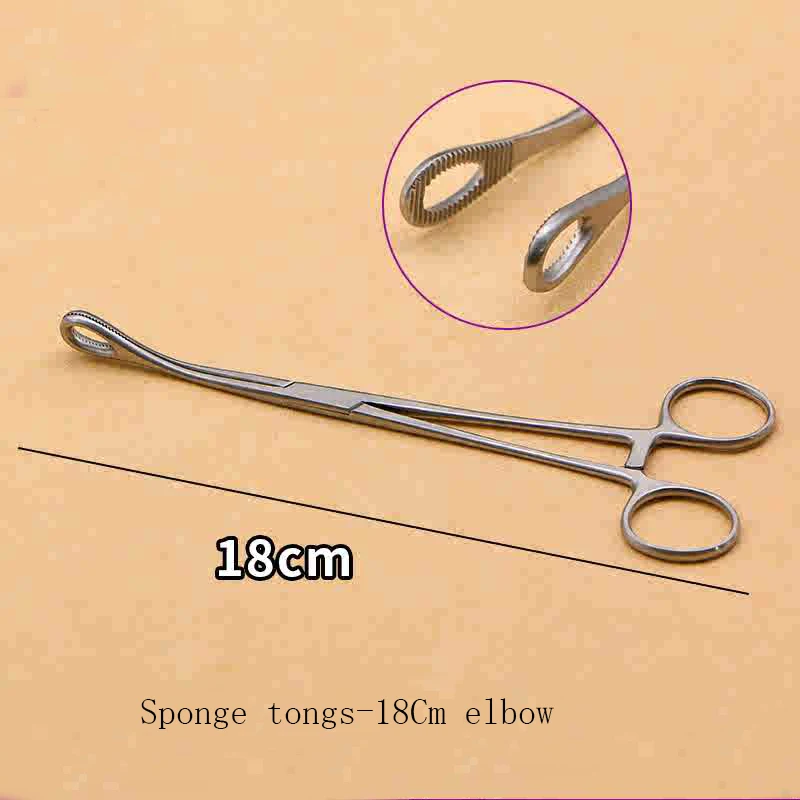 Stainless steel sponge pliers, oval pliers, medical pliers with cupping tongs straight elbow toothed sponge clamp 25cm