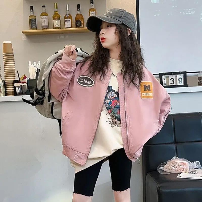 

Новинка 2025 года, бейсбольная куртка для девочек, осенне-зимняя повседневная верхняя одежда, стильная куртка для больших детей