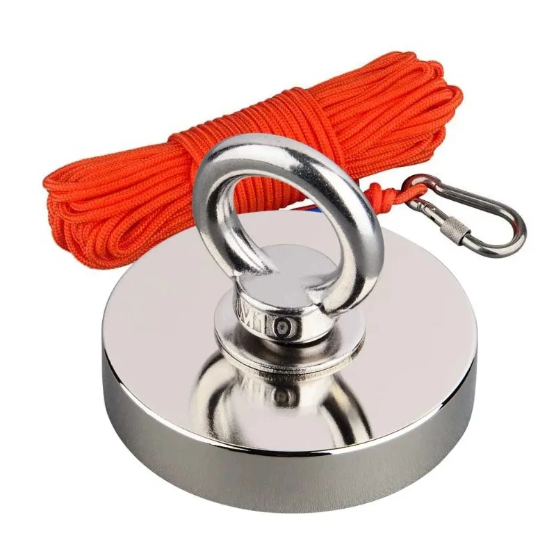 200KG Fishing magnet Set Strong Search Magnets N52 D75mm Neodymium Magnetic Materials 20m 66 Feet Durable Rope