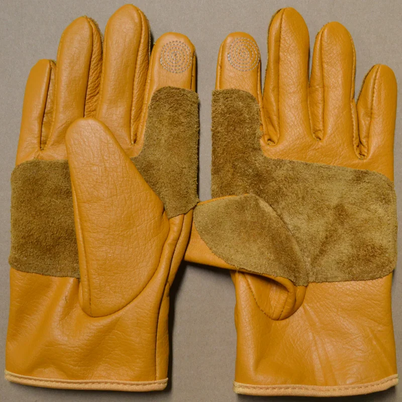 Genuine Leather Motorcycle Riding Gloves Cotton Lining Warm Windproof Cow Leather