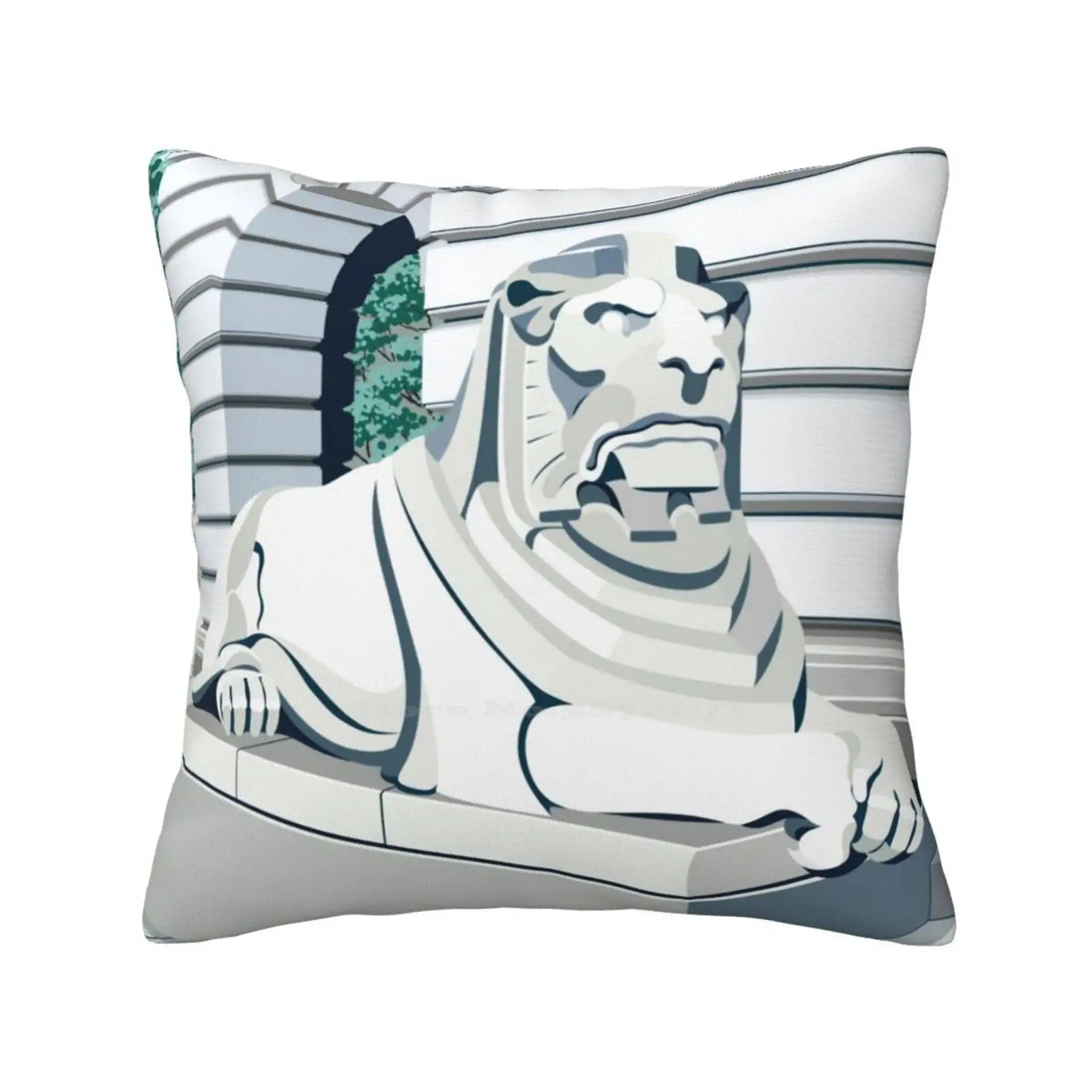 Illustration Of The Left Lion In Front Of Nottingham Council House. Home Sofa Car Waist Throw Pillowcase Nottingham City Centre