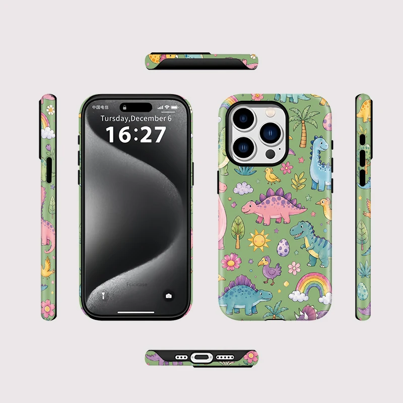 Fcicicase Matte Phone Case For iPhone 17 Air 16 Pro Max 15 14 Plus 13 12 Dinosaur Animals Pattern Magnetic For Magsafe Cover - view 2