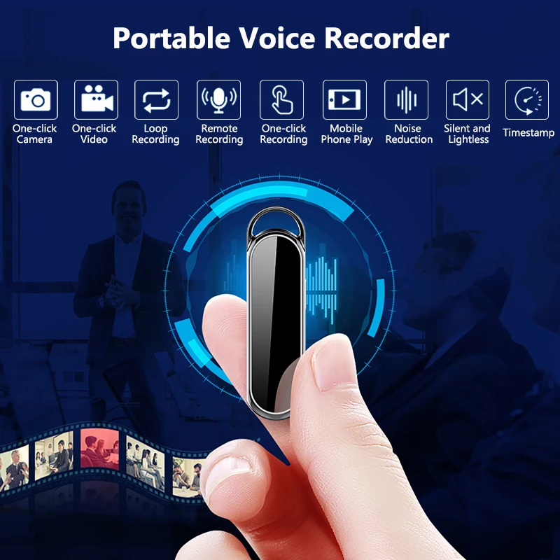

4-128GB Mini Digital Recorder Camera 256GB Keychain Voice Recorders One-click Recording/Video HD Noise Reduction Dictaphone