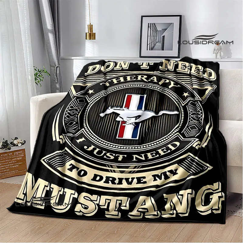 Mustang car logo printed blanket Flannel Blanket Warm blanket Home travel blanket Birthday Gifts blankets for beds