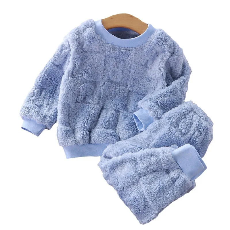 Kinder Baby Mädchen Baumwolle Kleidung Sets Herbst Winter Kinder Jungen Plus Fleece Warme Cartoon Top + Hosen 2PCS Outfit anzug 1TO 6 Jahre – Detail 4