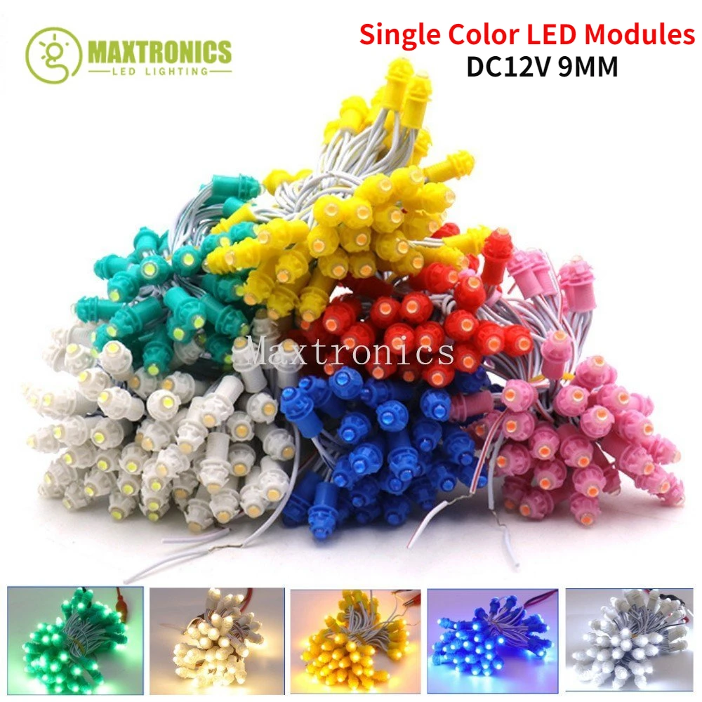 

1000pcs LED Pixel Lighting DC12V 9MM Single Color Red/Green/Blue/Yellow/White/WarmWhite Signboard Display Lamp Christmas Decor