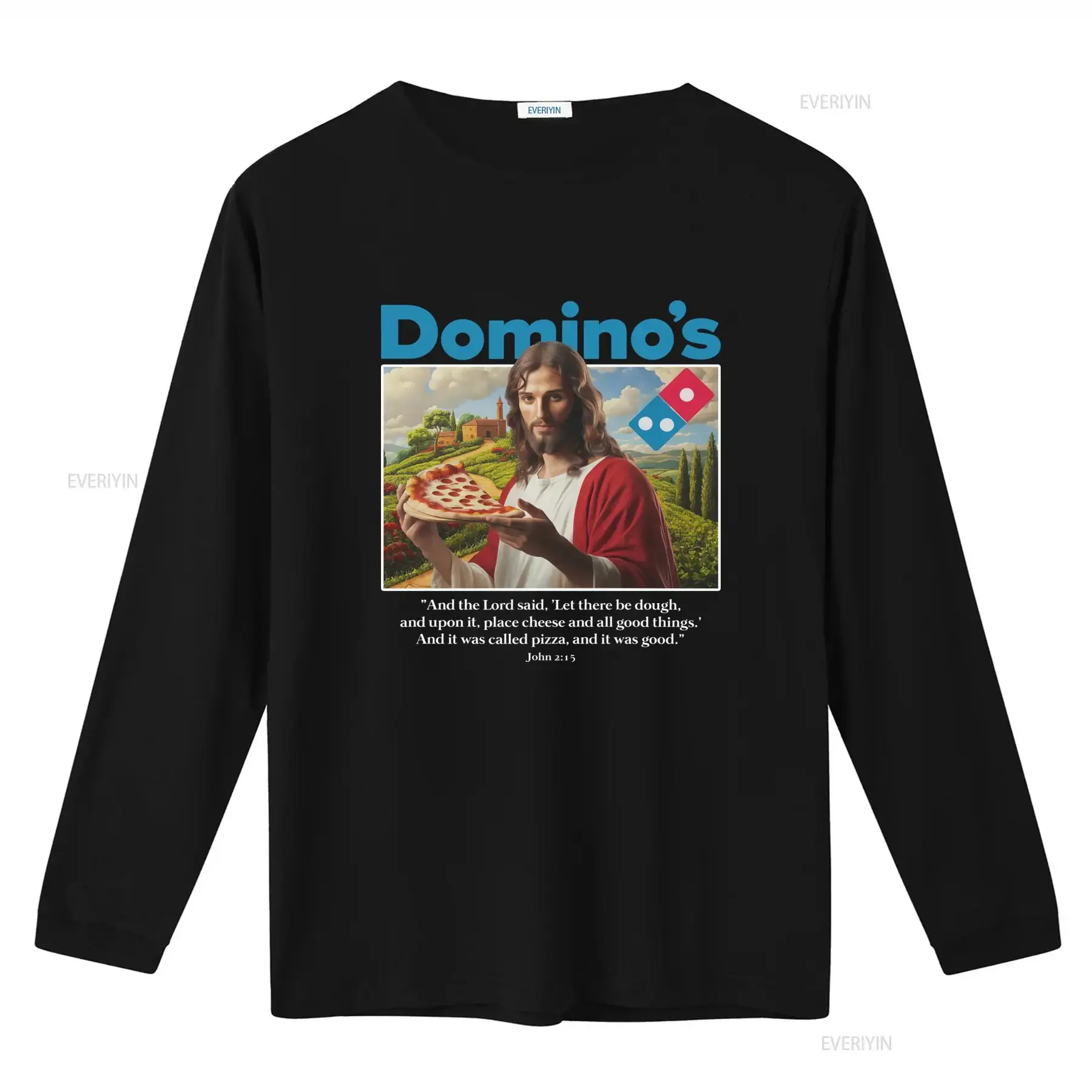 Dominos T Shirt Funny Jesus Pizza Religious Humor  vintage Washed streetwear homme Slightly designer clothes Comfortable
