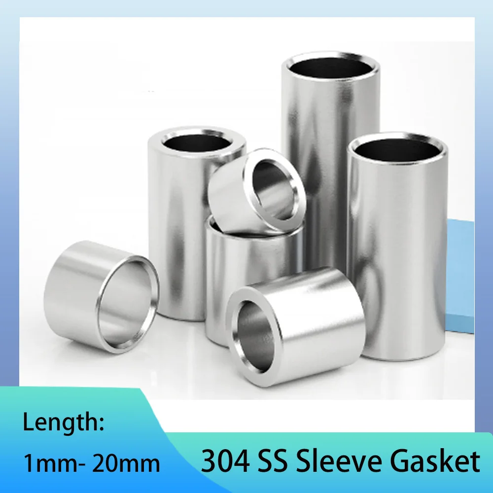 10Pcs 304 Stainless Steel Bushing ID 6.1mm-12.5mm Unthreaded Standoff Spacer Washer Round Hollow Gasket Sleeve L=1mm- 20mm