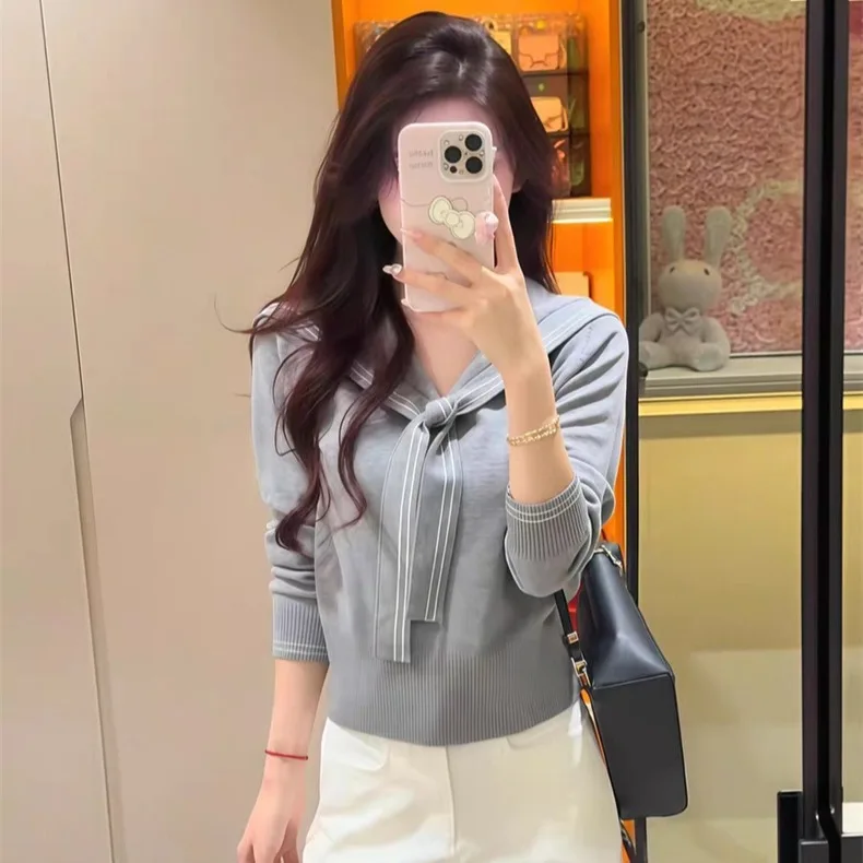 

Faionable Comfortable Navy Collar Sweater Top Trendy Spring Summer Autumn New Arrival Dongda Gate High-End Knitted Women's ...