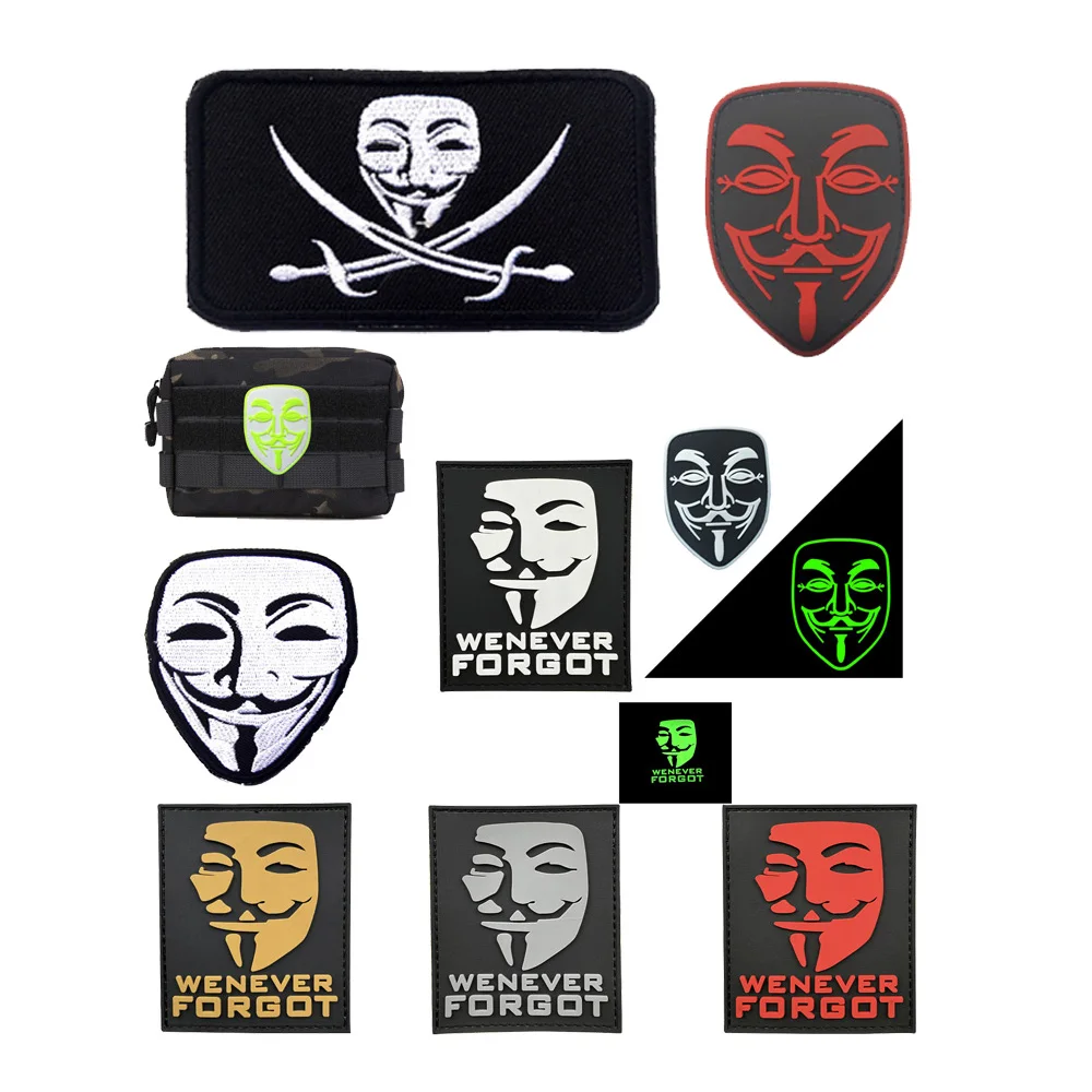 Hot Selling PVC Rubber Patch Mask Embroidery Magic Tactics Morale Badge Backpack Armband with Hook and Loop Pathes